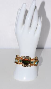 Vintage DeLizza & Elster Juliana Aurora Watermelon Borealis Rhinestone Bracelet